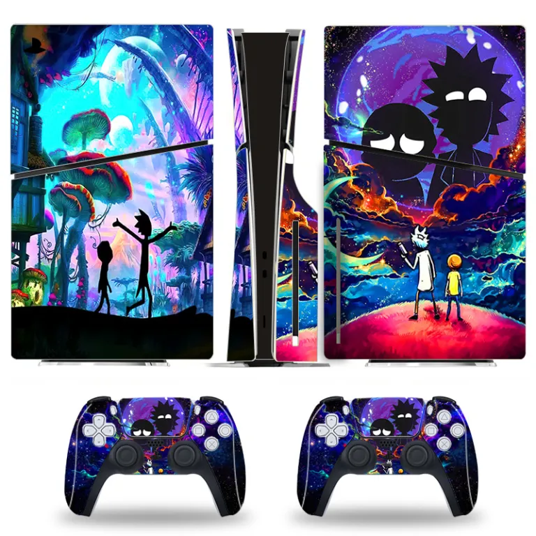 PS5 برچسب محافظ رنگی برای کنسول اسلیم، استیکر اسکین مخصوص مدل دیجیتال و دیسک‌خور با طرح کارتونی