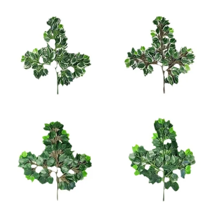 شاخه مصنوعی برگ انجیری با روکش پلاستیکی، برگ سبز مصنوعی برای تزئین باغ و فضای سبز