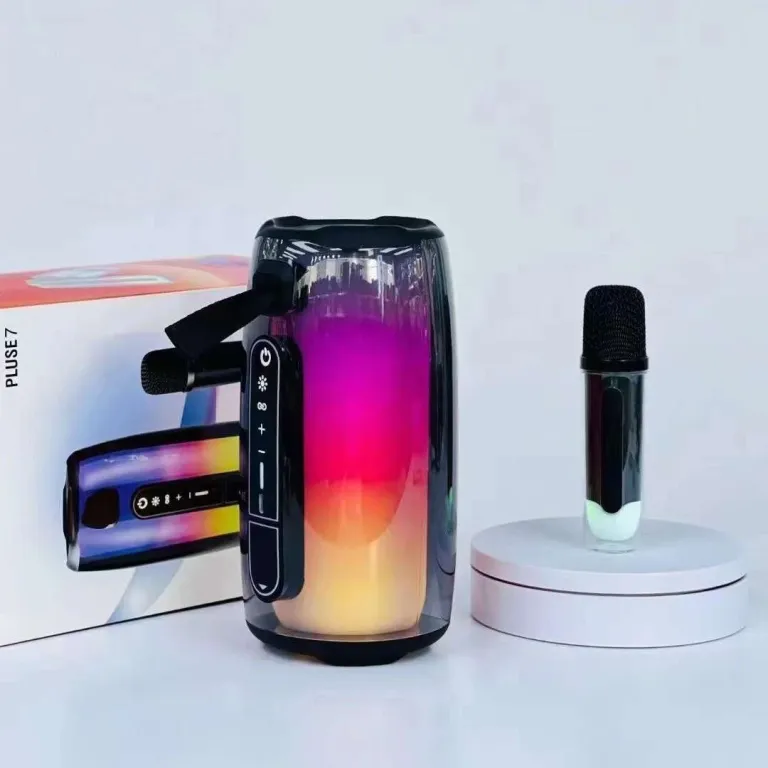اسپیکر بلوتوثی پالسی 7Pro با نورپردازی محیطی رومیزی، میکروفون کارائوکه قابل حمل