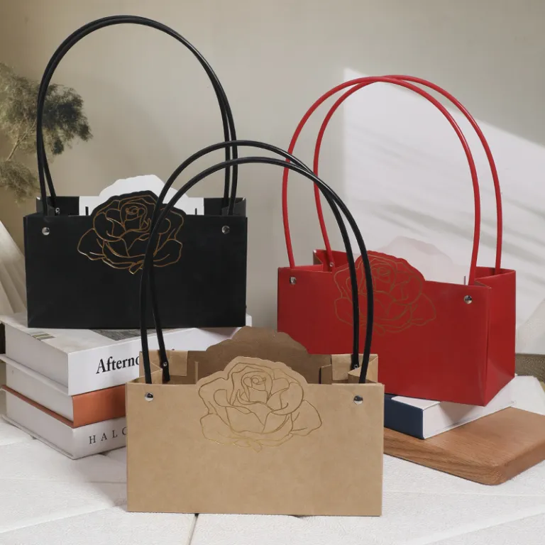 کیف دستی گل چند رنگ، کیف دستی گل برای کلاس گل‌آرایی، کاغذ بسته‌بندی ماکارون، کیف کاغذی ساده ضد آب مناسب ولنتاین