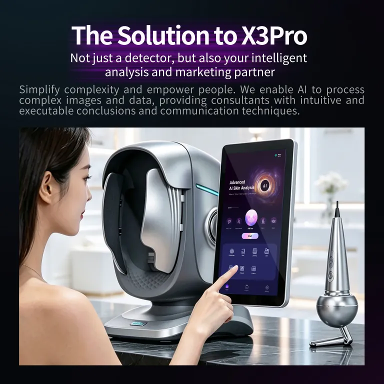 دستگاه آنالیز هوشمند پوست X3pro Xingce برون‌مرزی، آینه جادویی آنالیز UV، رطوبت و طیف سنجی پوست سر و صورت