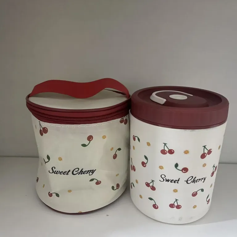 304 ظرف غذای استیل ضدزنگ دربسته طرح گیلاس، قابلمه نگهدارنده حرارت سوپ، جعبه ناهار جداشدنی، قابل استفاده در مایکروویو، ظرف غذای چندطبقه