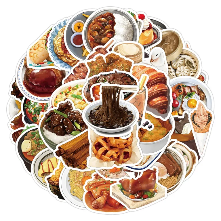 1000 برچسب‌های کارتونی تنقلات و دسر، تزئینی برای بسته‌بندی نوشیدنی، لیوان و دفترچه یادداشت، عمده