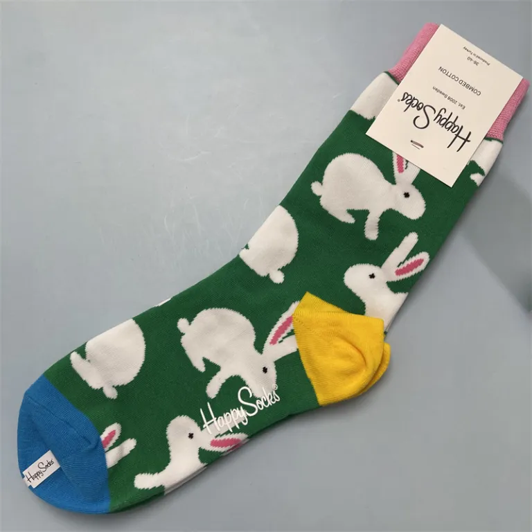جوراب زنانه رنگارنگ HappySocks طرح کارتونی بامزه مدل اینستاگرامی نیمه‌ساقه بیرونی خیابانی