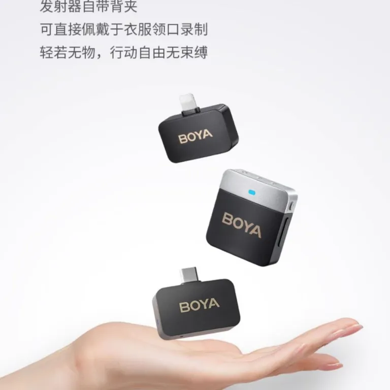 میکروفون بی‌سیم BOYA BY-M1V میکروفون دوربین و موبایل برای لایو و فروش آنلاین، دو کاناله استریو