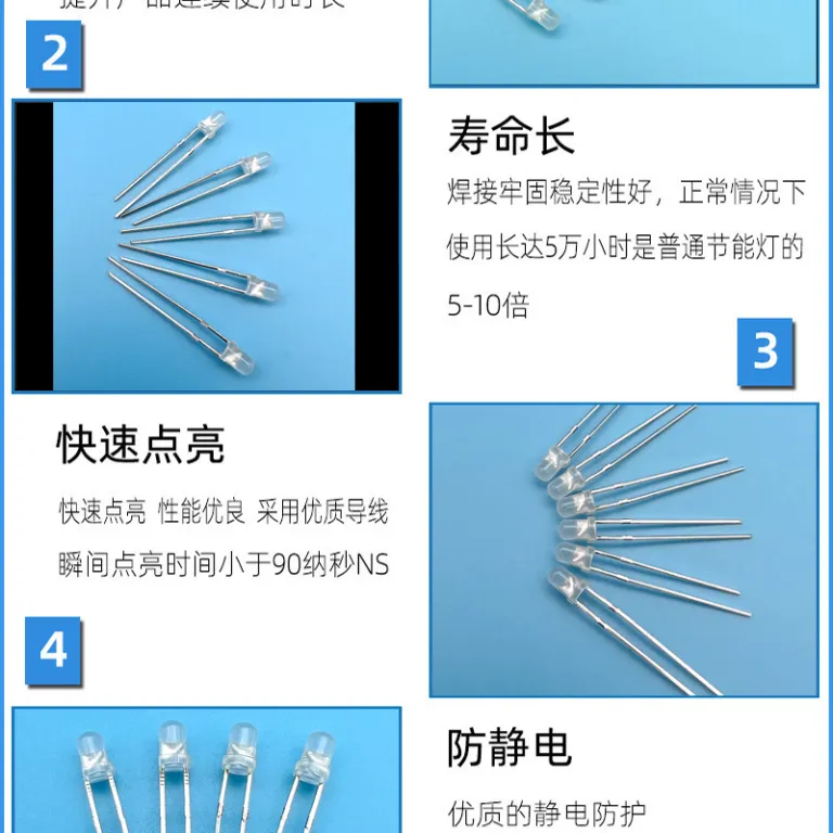 F3/5mmال‌ای‌دی نشانگر شفاف و مه‌ای قرمز، سبز معمولی، قرمز-آبی، قرمز-سبز زمردی بدون قطبیت، دو پایه دو رنگ دوطرفه