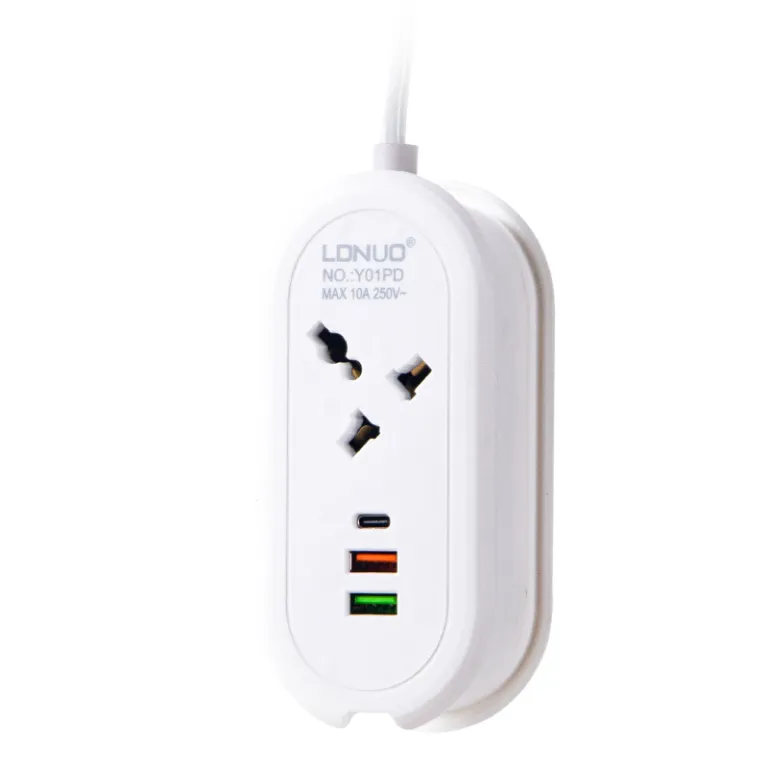 محافظ برق مسافرتی قابل حمل با پریز بریتانیایی و پورت‌های USB چندگانه، سیم‌دار