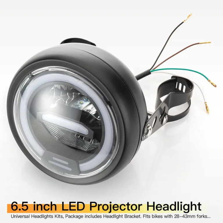 چراغ جلو گرد LED قدیمی 6.5 اینچ با چراغ روز برای موتورسیکلت کافه ریسر