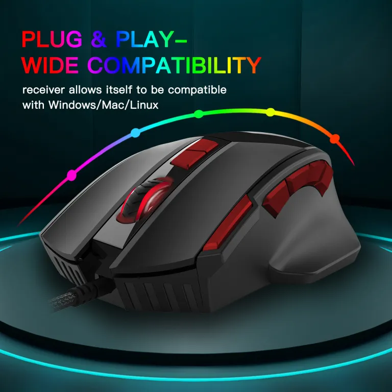 ماوس گیمینگ بی‌سیم بلوتوثی بی‌صدا با شارژ بی‌سیم 10 کلید و نور RGB 4800DPI