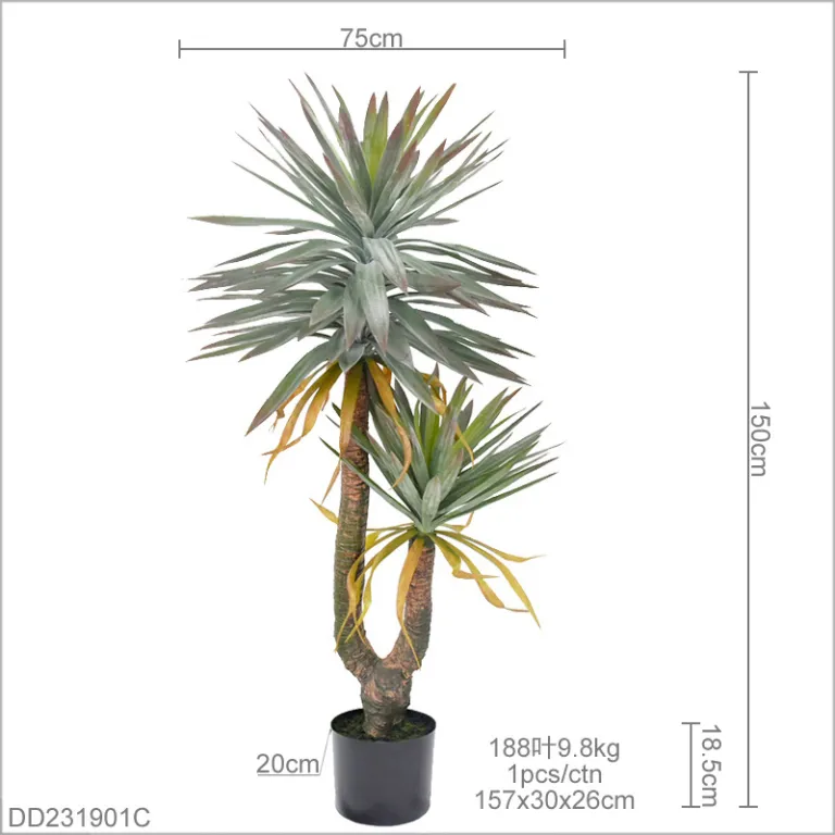 درخت مصنوعی لوکس یوکا برگ نیزه‌ای 150cm گیاه مصنوعی یوکا هلندی آهنی تزئینات فروشگاهی دراسنا گلدانی