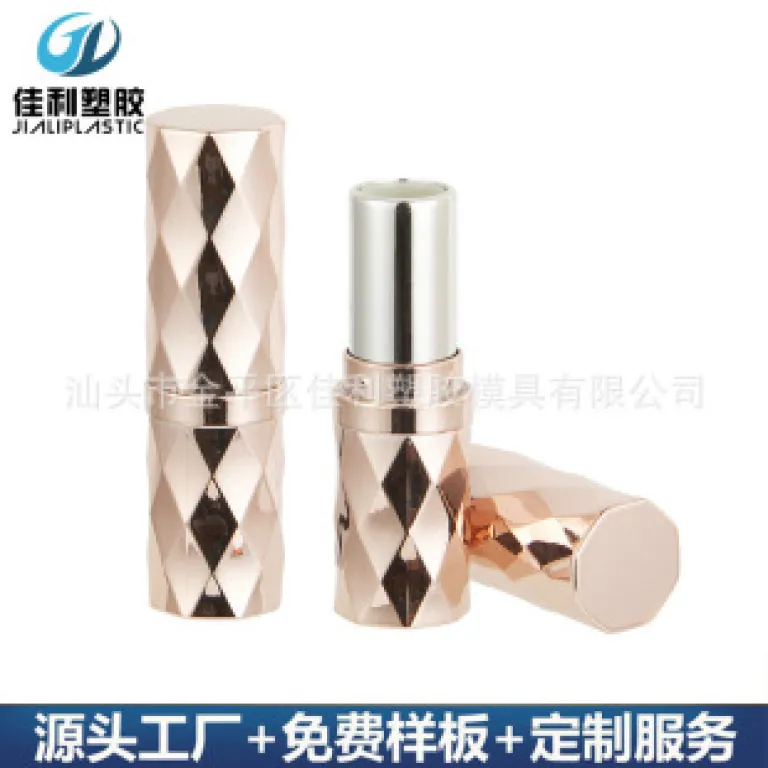 قاب رژ لب مربعی مشکی کارخانه‌ای، بسته‌بندی پلاستیکی دهانه اریب، قاب رژ لب طلایی مربعی خالی