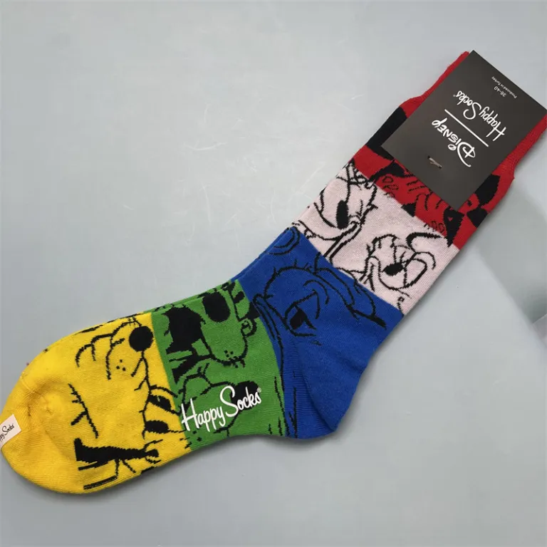 جوراب زنانه رنگارنگ HappySocks طرح کارتونی بامزه مدل اینستاگرامی نیمه‌ساقه بیرونی خیابانی