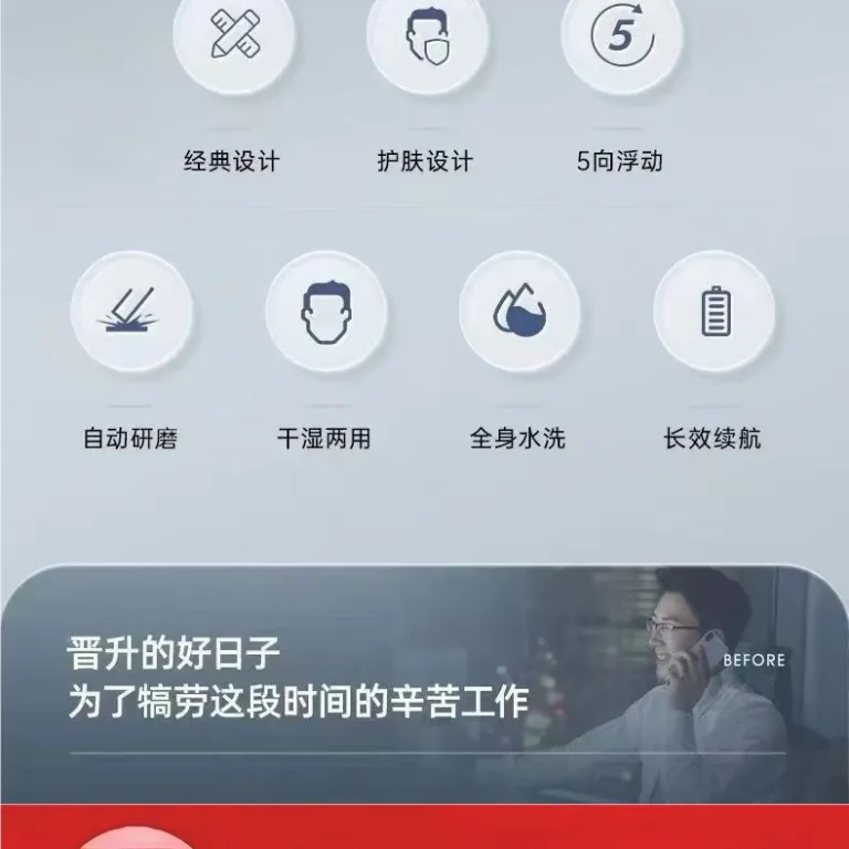 ریش‌تراش برقی 6D چندکاره با سه تیغه شناور قابل شستشوی کامل مردانه