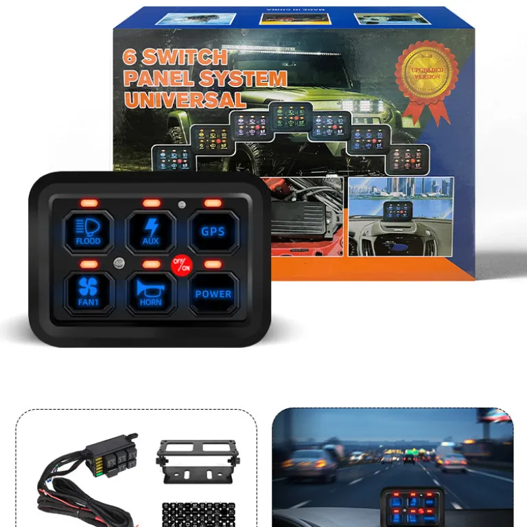 سیستم کنترل برق با فیوز و گروه کلید پنل 6 کاناله برای چراغهای LED اصلاحشده خودرو، مناسب جیپ رانگلر، UTV و کاروان