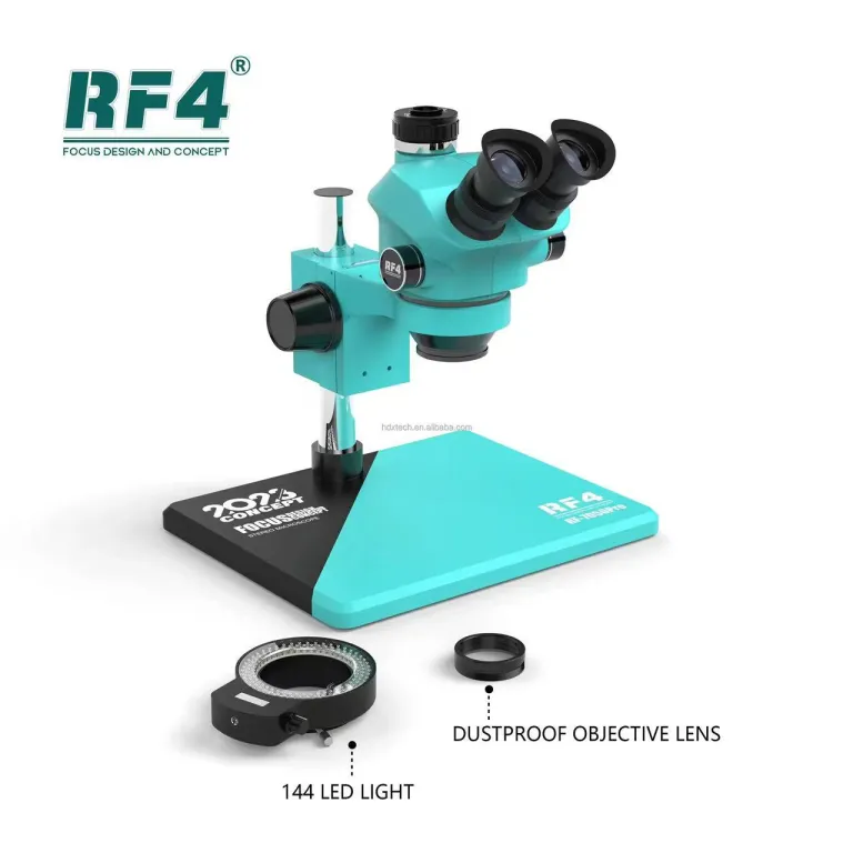 RF47050pro میکروسکوپ با بزرگنمایی بالا برای تعمیر مادربرد موبایل، میکروسکوپ HD با زوم پیوسته دو بازویی