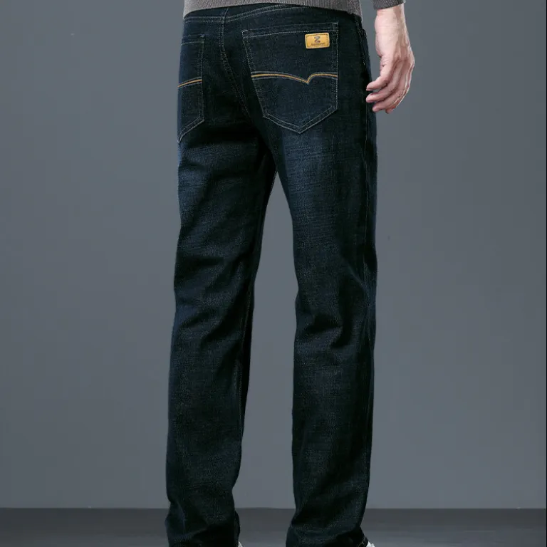 شلوار جین مشکی-خاکستری مردانه Z+ از JEANSWEST، مدل جدید بهار و پاییز، راسته گشاد کشی، شلوار بلند کژوال همه‌کاره برای مردان میان‌سال
