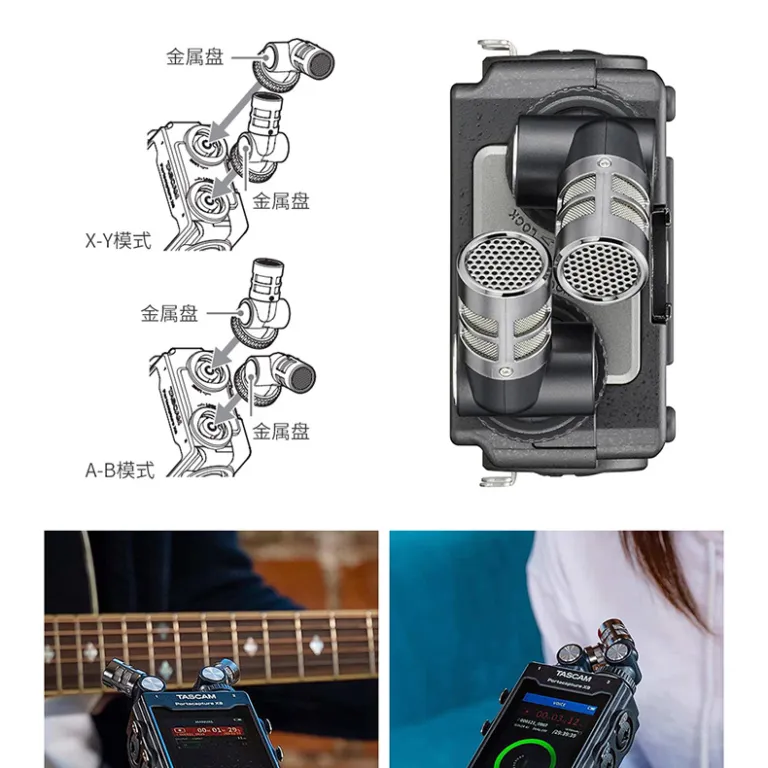 TASCAM/دسکور X8 ضبط‌کننده حرفه‌ای قابل حمل دستی با بلوتوث، میکسر و همگام‌سازی با دوربین DSLR