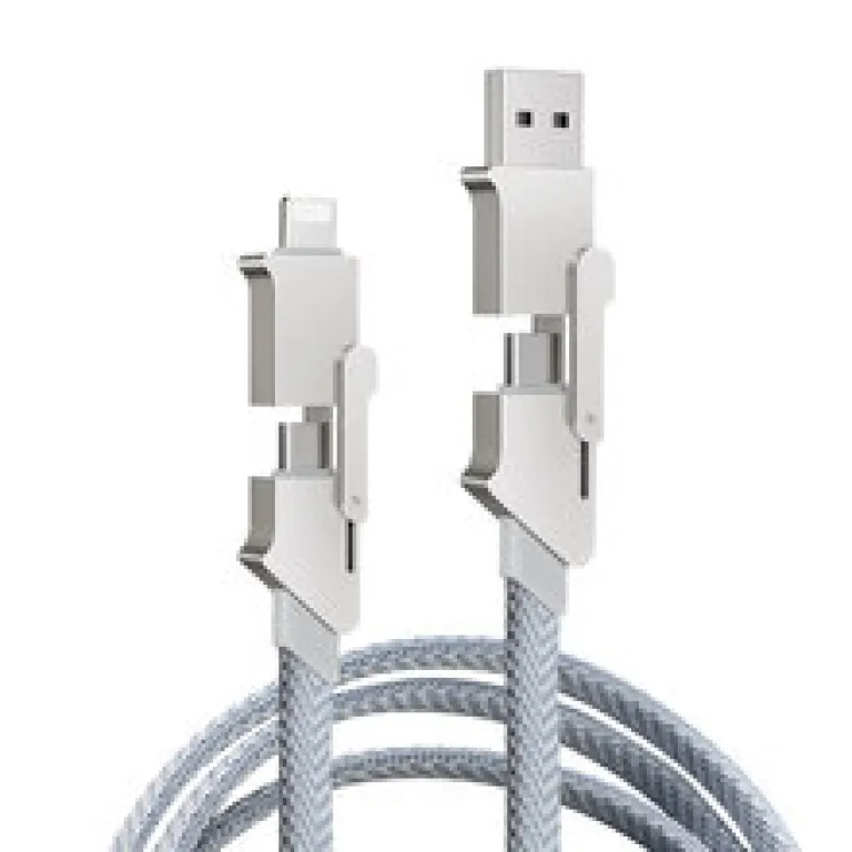 کابل دیتا چهارکاره آلیاژ روی 65W قابل حمل مناسب شارژ سریع آیفون