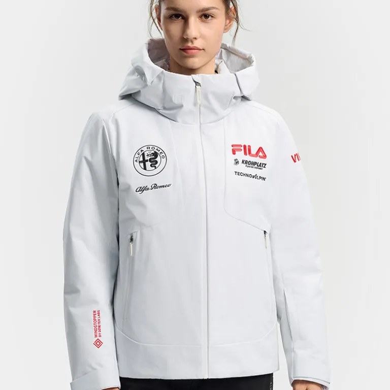 FILA کاپشن اسکی زنانه با پر غاز، راحت، گرم و پایه، کلاه‌دار