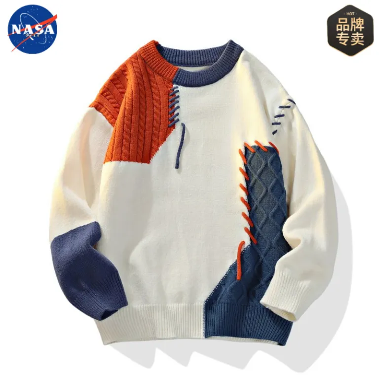 پلیور بافتنی گرم پاییزه و زمستانه برند NASA مردانه، باکیفیت، شیک و همهپسند، مناسب استفاده روزمره