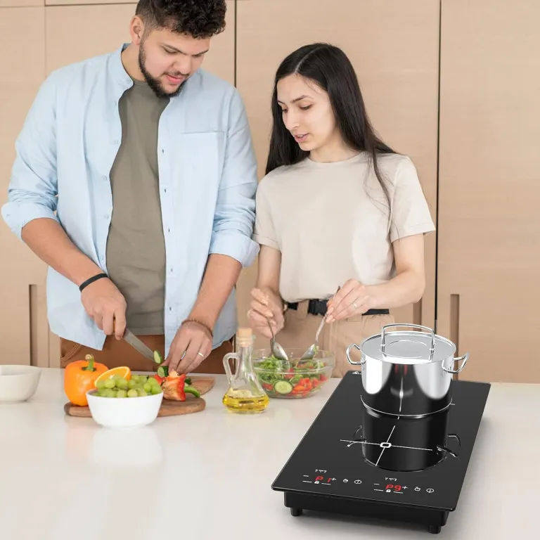 اجاق القایی دوقلو VBGK 2300W110V قابل حمل با صفحه لمسی، قفل ایمنی کودک و تایمر