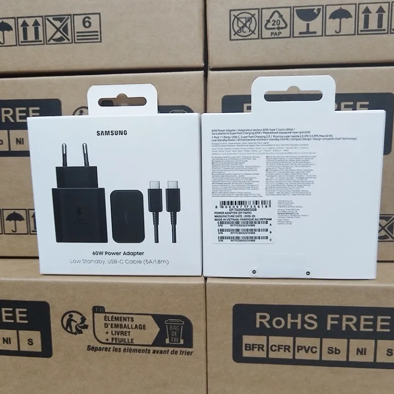 EP-T6010 شارژر اورجینال سامسونگ 60W استاندارد اروپا مناسب برای samsungS26U + شارژ سریع 3.0EU