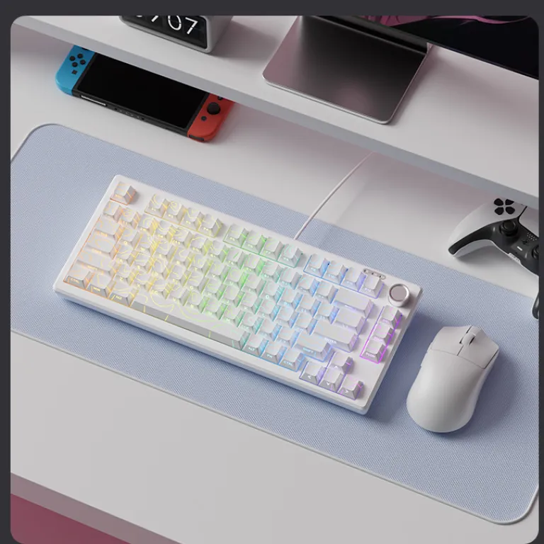 کیبورد کوچک با حس مکانیکی منگزو Z75PRO بی‌صدا، اتصال خارجی به لپ‌تاپ، سه حالته، مخصوص بازی و ایسپرت