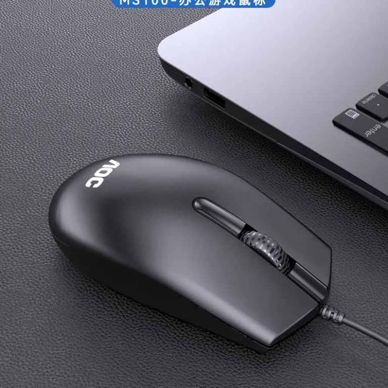 ماوس باسیم USB برند AOC MS100 مناسب کارهای اداری و بازی، سازگار با لپ‌تاپ و کامپیوتر رومیزی