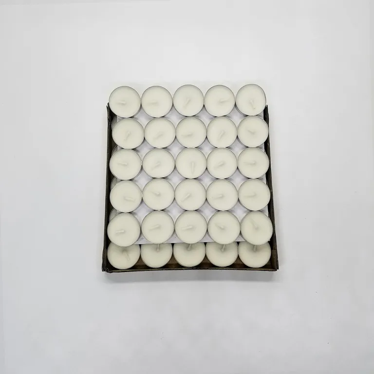 شمع چایخوری گرد بدون دود عمده کارخانه‌ای 2 ساعته 50 عددی مناسب هتل، عروسی، ولنتاین، تولد و ابراز عشق