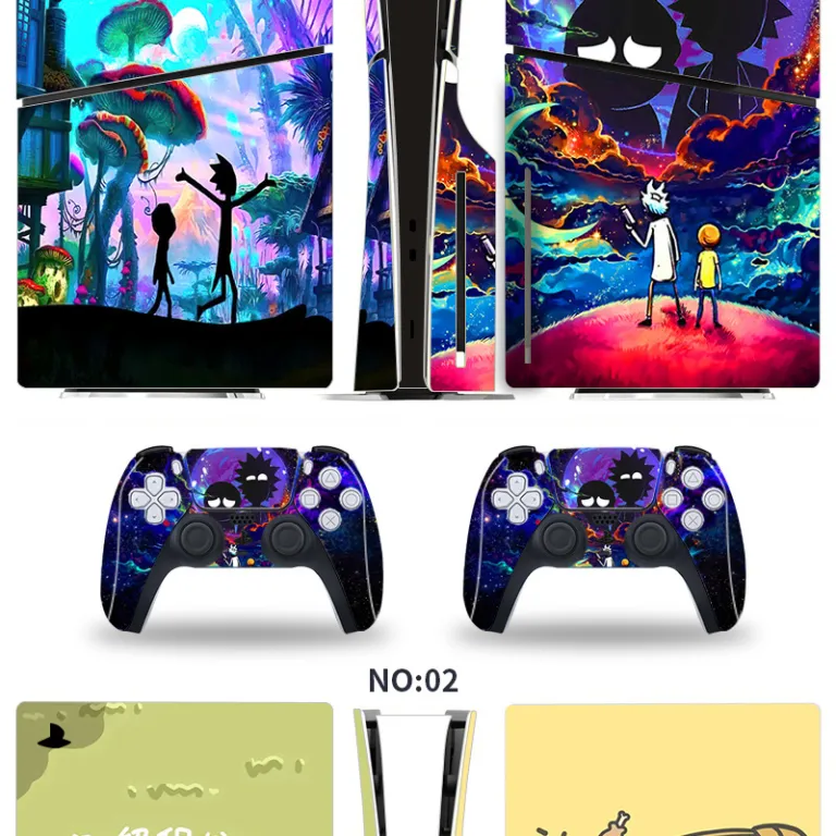 PS5 برچسب محافظ رنگی برای کنسول اسلیم، استیکر اسکین مخصوص مدل دیجیتال و دیسک‌خور با طرح کارتونی