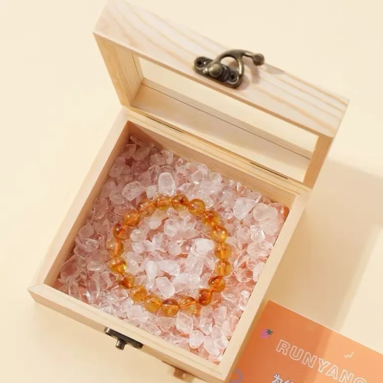 جعبه چوبی رومیزی درب‌دار برای نگهداری کریستال دفع انرژی، جعبه چوبی درب لولایی برای دستبند، زیورآلات و وسایل تزئینی
