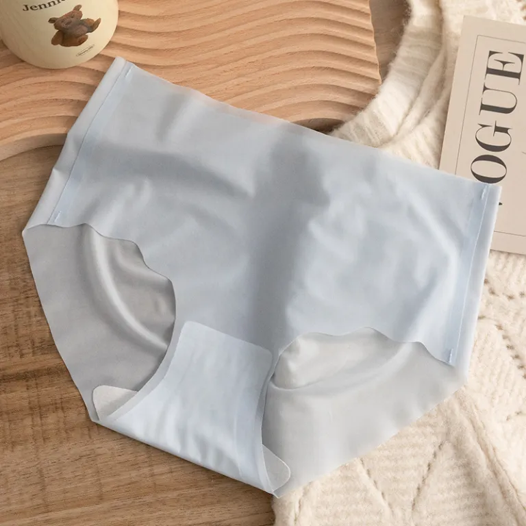 شلوارک زیر زنانه تابستانی نازک یخ‌ابریشم بدون درز کمر متوسط تنفس‌پذیر پنبه خالص فاق آنتی‌باکتریال لیفت باسن سه‌بعدی خنک ماسک‌صورت