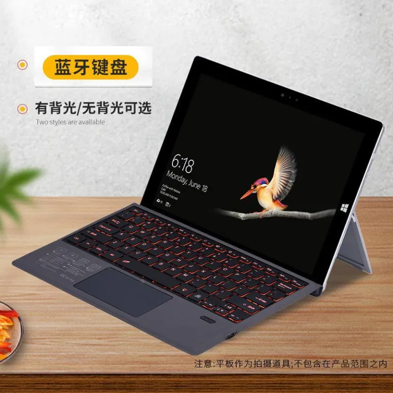 کیبورد بلوتوثی مناسب مایکروسافت سرفیس پرو Pro89 با نور پس‌زمینه هفت‌رنگ باریک و سبک Pro4567 + کیبورد بی‌سیم
