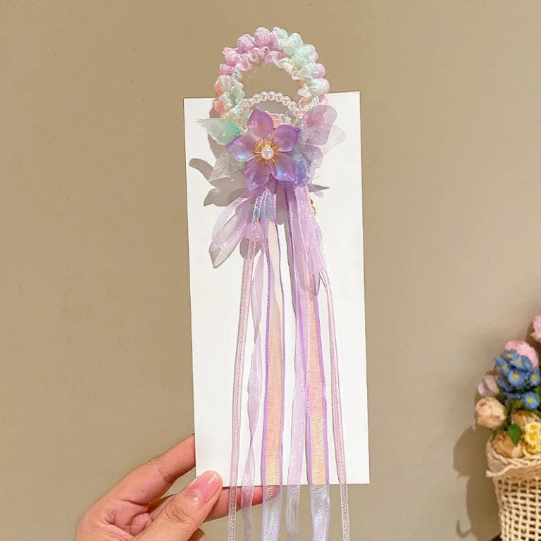 کش موی بچه‌گانه طرح چینی، تل موی گل‌دار فانتزی، کش موی دخترانه برای موی دم‌اسبی، تل موی پرنسسی هانفو