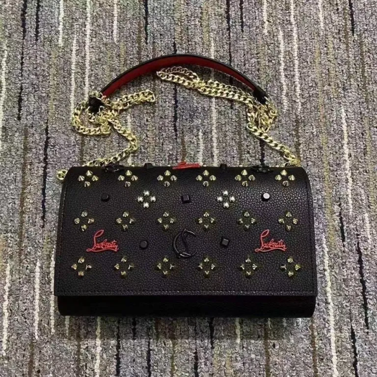 کیف دوشی زنانه طرح Christian Louboutin با پرچ و کف قرمز