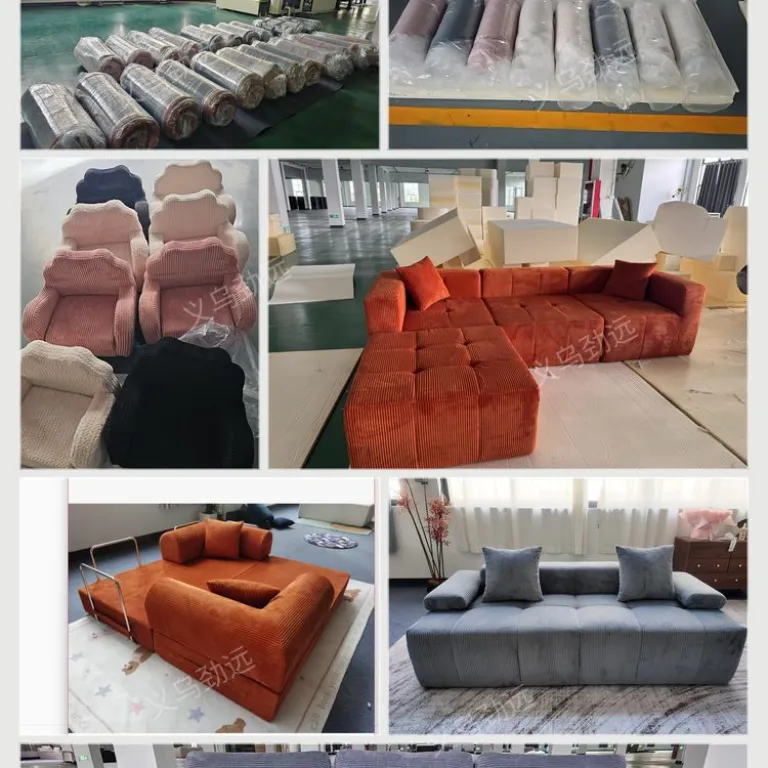 مبل راحتی یکپارچه بدون اسکلت با اسفنج پرتراکم و روکش کرک‌دار، فشرده‌سازی خلأ برای صادرات، مناسب فضاهای کوچک