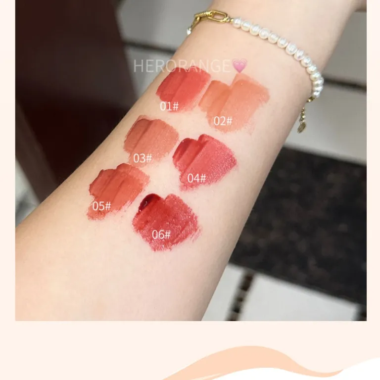 HERORANGE رژ لب مایع آینهای شب یخی مهآلود، ماندگار و ضد ریزش، جلوه طبیعی پوست، روشنکننده، براق شیشهای