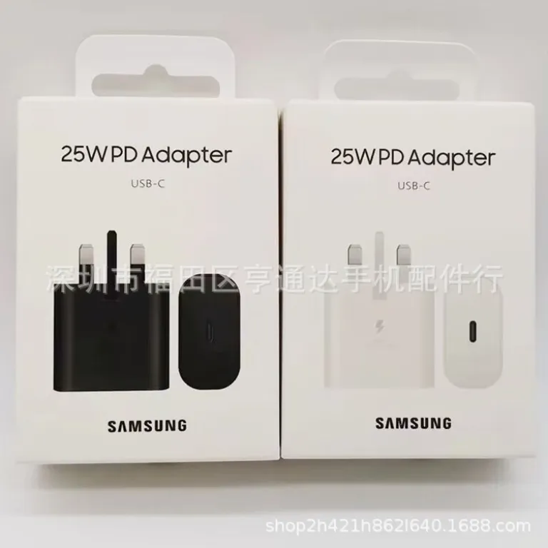 شارژر اورجینال 25w با دوشاخه بریتانیایی مناسب سامسونگ note10 S20 s21 تایپ سی 25w شارژ سریع