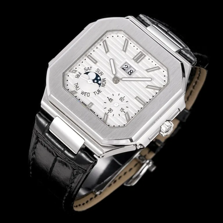 ساعت مردانه کلاسیک تمام اتوماتیک مکانیکی سری Patek Nautilus 5822 با بند چرمی، آماده دراپ‌شیپینگ