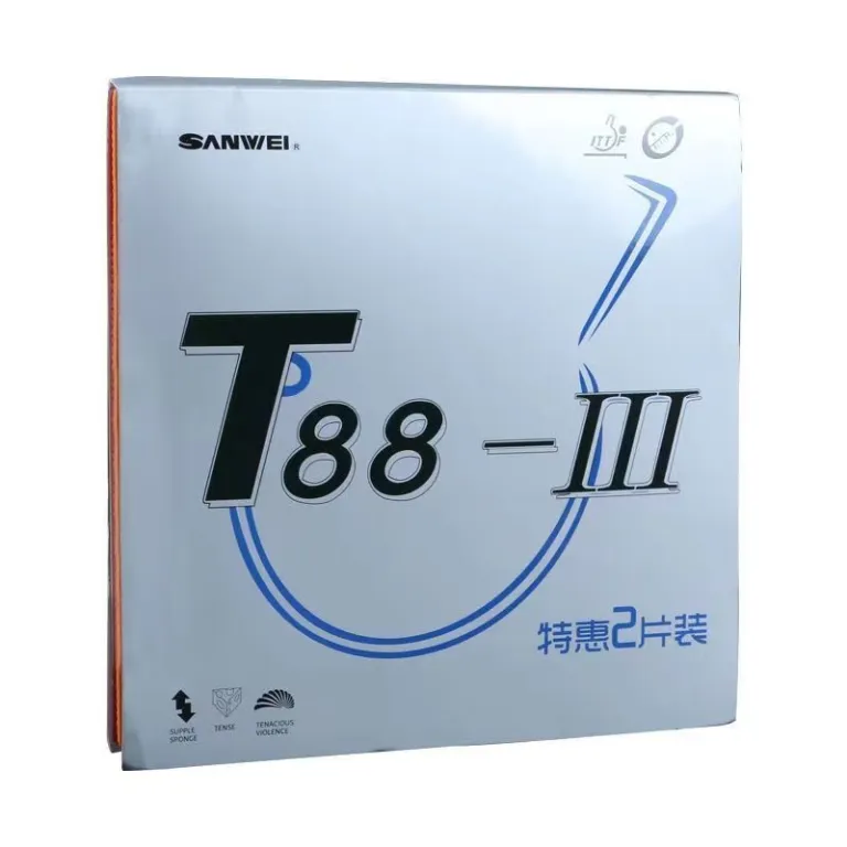 روکش پینگ‌پنگ SANWEI سه‌بعدی T88-3 دو عددی قرمز و مشکی مدل پایه با سطح غیرچسبناک مناسب تمرین