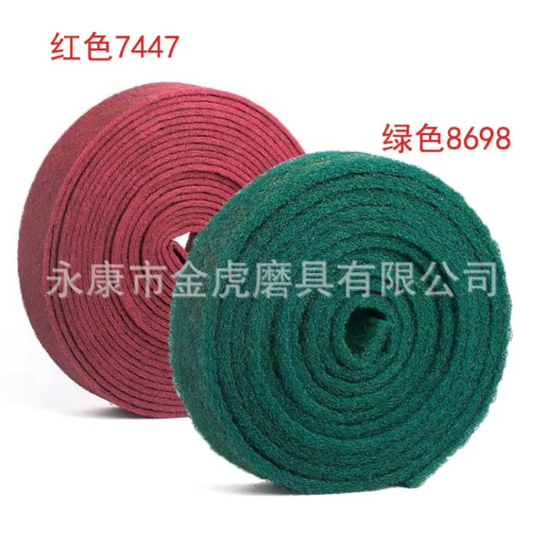 اسکاچ صنعتی ساینده قرمز 7447 سبز 8698 پارچه نظافتی نایلونی لایه‌بردار زنگ‌زدا رول قرمز 6 متر