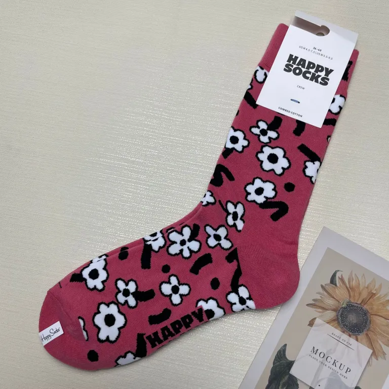 جوراب زنانه رنگارنگ HappySocks طرح کارتونی بامزه مدل اینستاگرامی نیمه‌ساقه بیرونی خیابانی