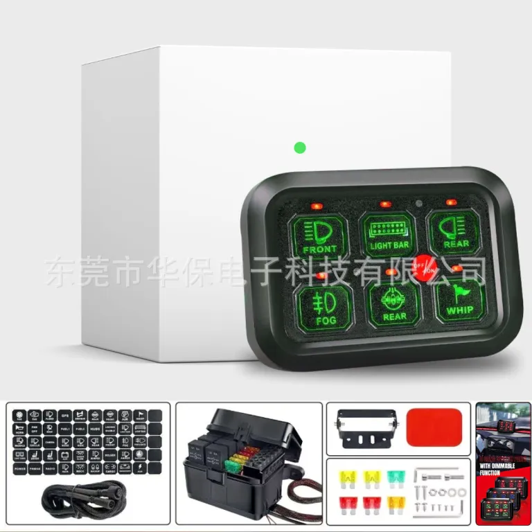 جعبه کنترل چراغهای LED اصلاحشده جیپ رانگلر، پنل کلید 6 کاناله با فیوز و رله