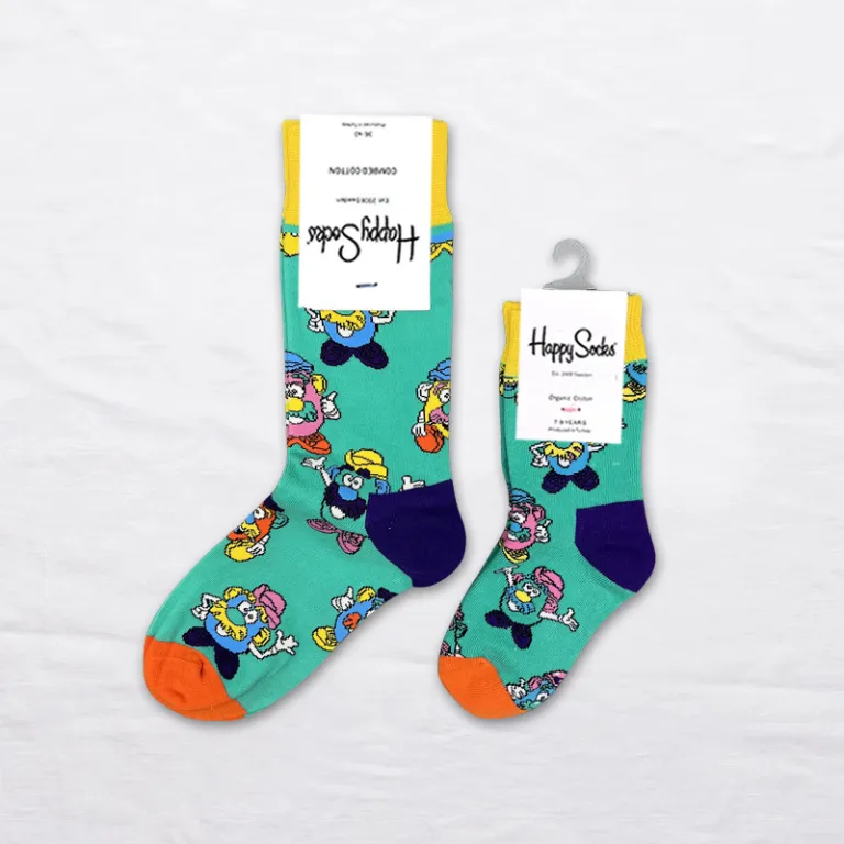 جوراب بچگانه HappySocks طرح کارتونی ساق متوسط مدل هایپی مناسب دختر و پسر برای استفاده بیرون از منزل طرح بامزه عمده و خانوادگی