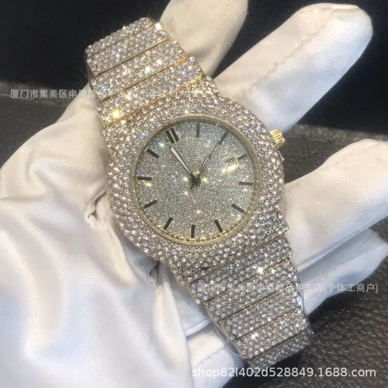 2025 ساعت مردانه باکیفیت تمام الماس AP، پرفروش در Dunhuang و AliExpress، شیک و مد روز، موتور کوارتز، عرضه مستقیم از کارخانه