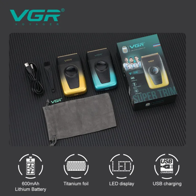 VGR396 ریش‌تراش برقی رفت و برگشتی جدید برون‌مرزی مردانه خانگی سفیدکننده با نمایشگر دیجیتال مخصوص سفر