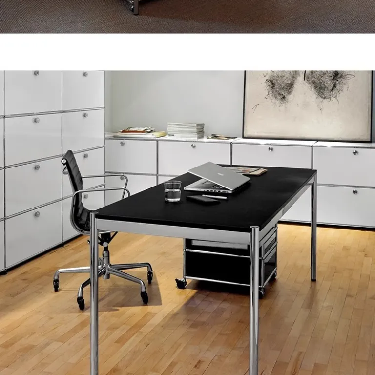 میز اداری usm با پایه استیل ضدزنگ، میز کامپیوتر مستطیلی به سبک مینیمال