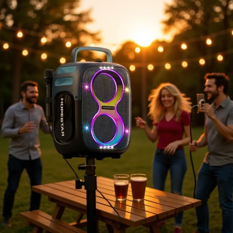 650W اسپیکر بلوتوثی بی‌سیم قابل حمل HOPESTAR PARTYONE CLUB با دو میکروفون دستی و نور RGB