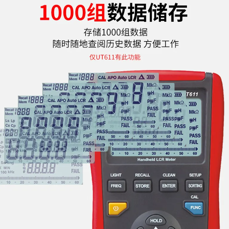یونیتی UT611/UT612 پل دیجیتال LCR دستی با دقت بالا برای اندازه‌گیری ظرفیت خازنی، اندوکتانس و مقاومت