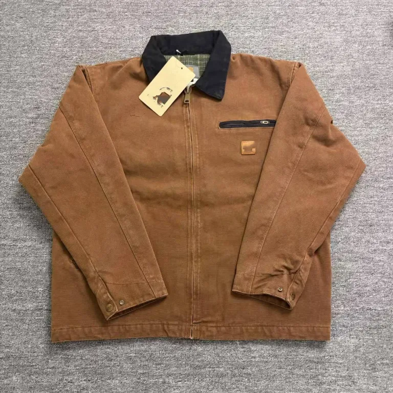 ژاکت جین یقهدار کارگری آمریکایی دیترویت هارت J97 مدل ساده وینتیج زنانه و مردانه پاییزه و زمستانه
